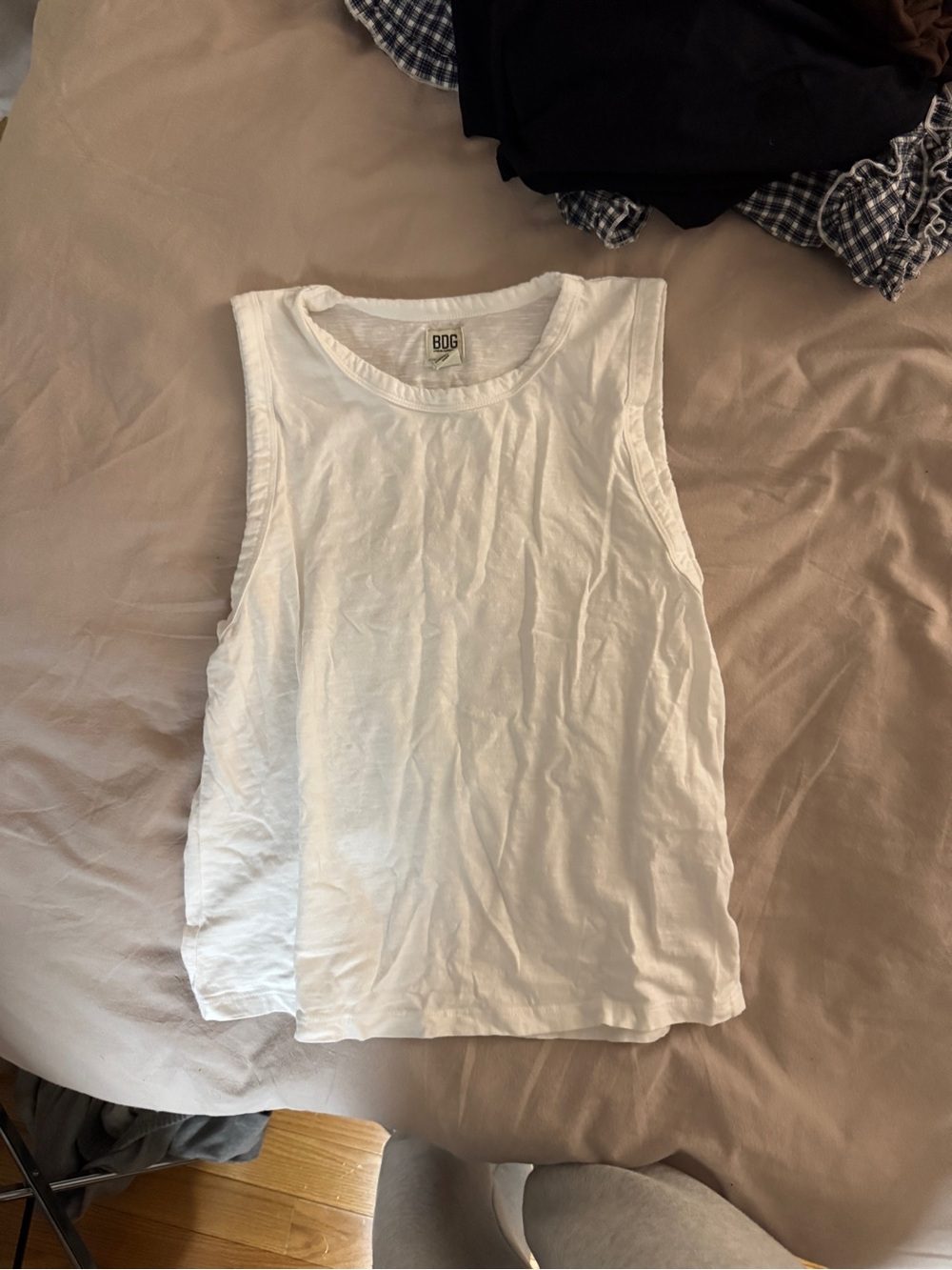 BDG White Sleeveless Muscle Tank